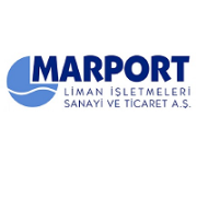 Logo - Marport KALP logo with black letters, a curved blue line, and four red blocks below.